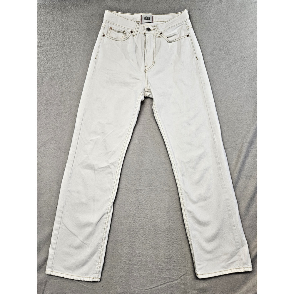 Urban Outfitters BDG Distressed Ivory Cowboy Jeans High Rise Relaxed Fit 26